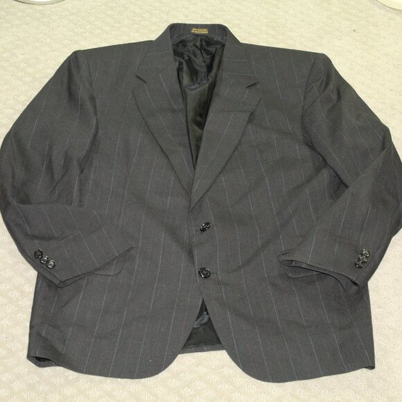 Towncraft Men's 44R Pinstripe 2-Button Suit 34 x 29.5 Gray Flat Front Pants - Picture 2 of 13